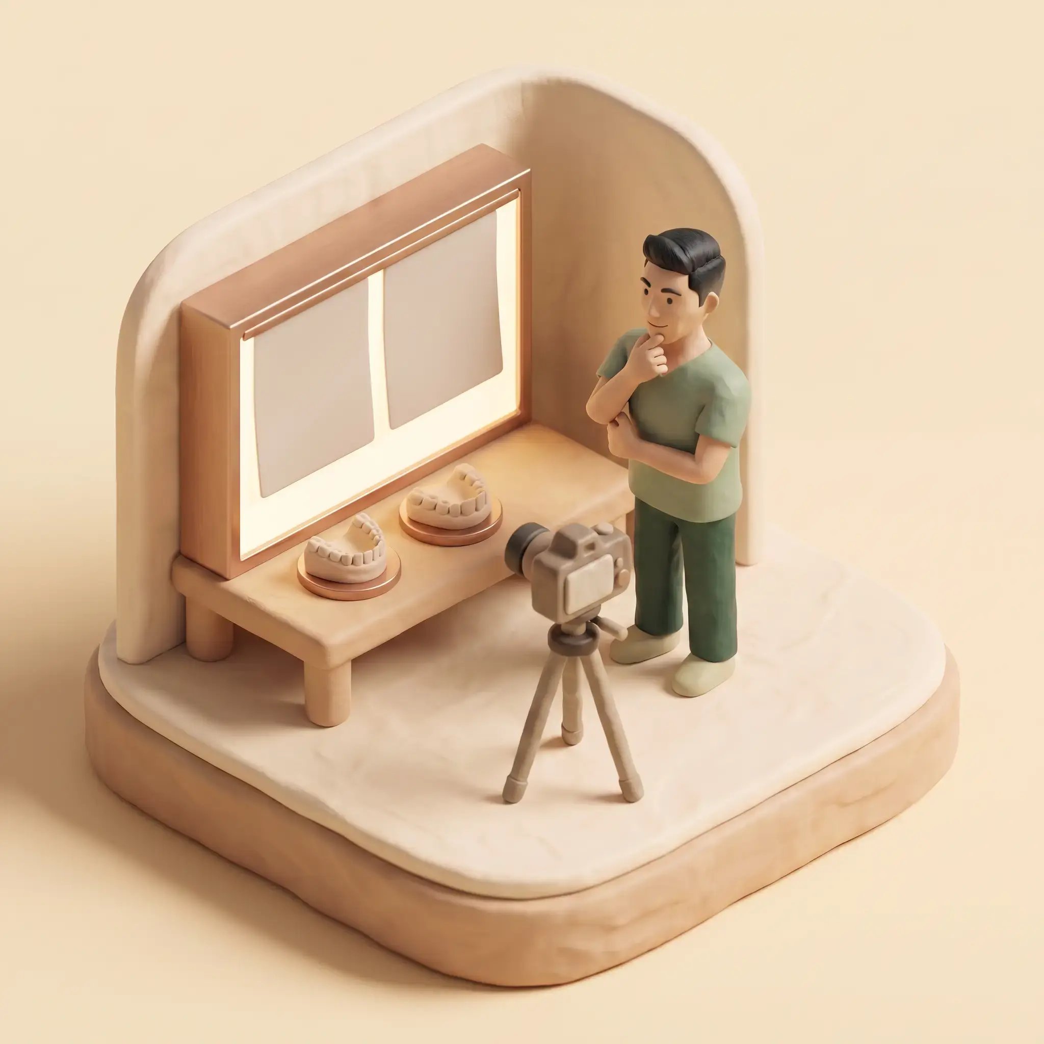 Records — miniature diorama of a course of orthodontic treatment