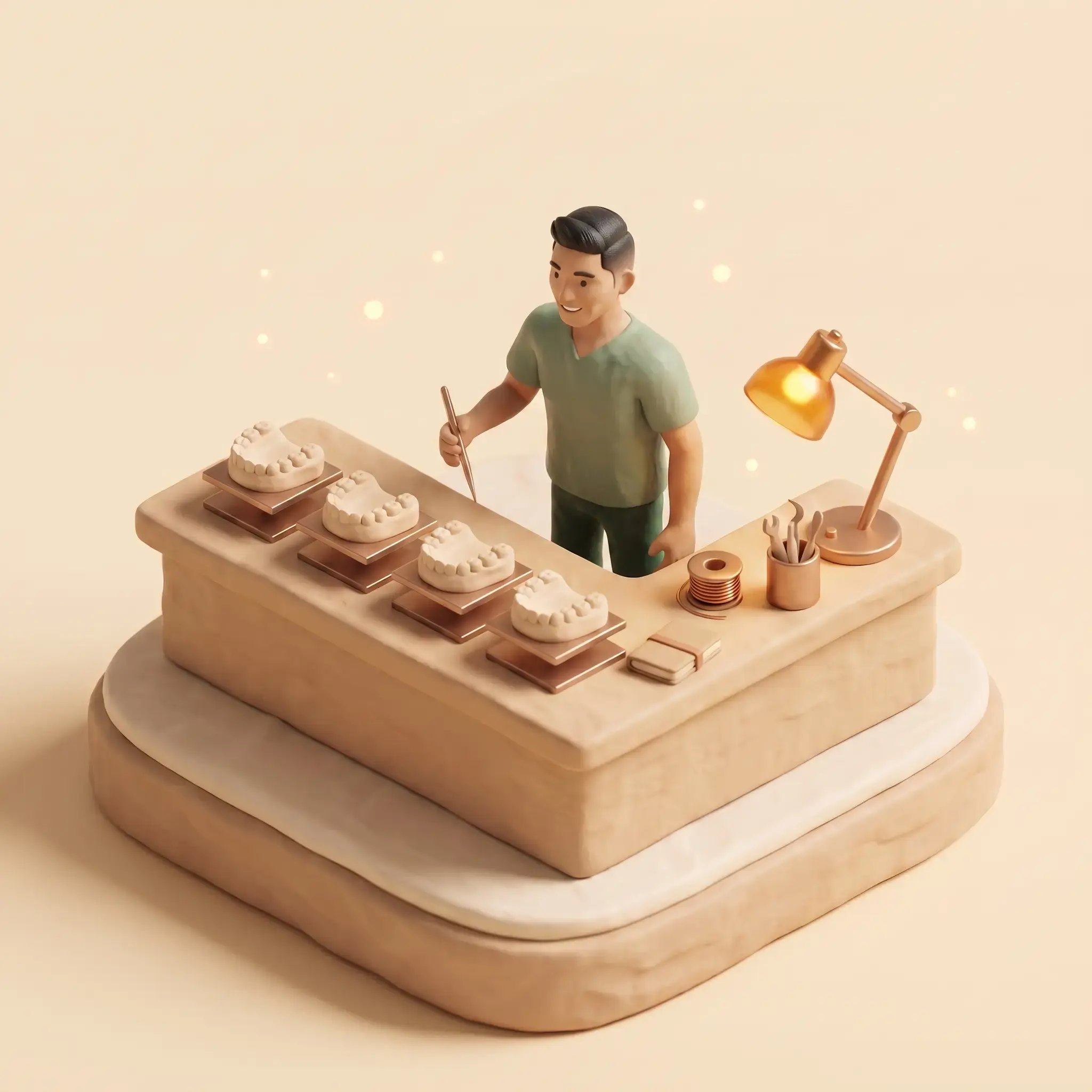 The plan — miniature diorama of a course of orthodontic treatment